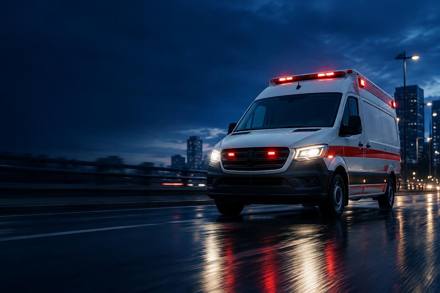 Ambulância em transporte noturno